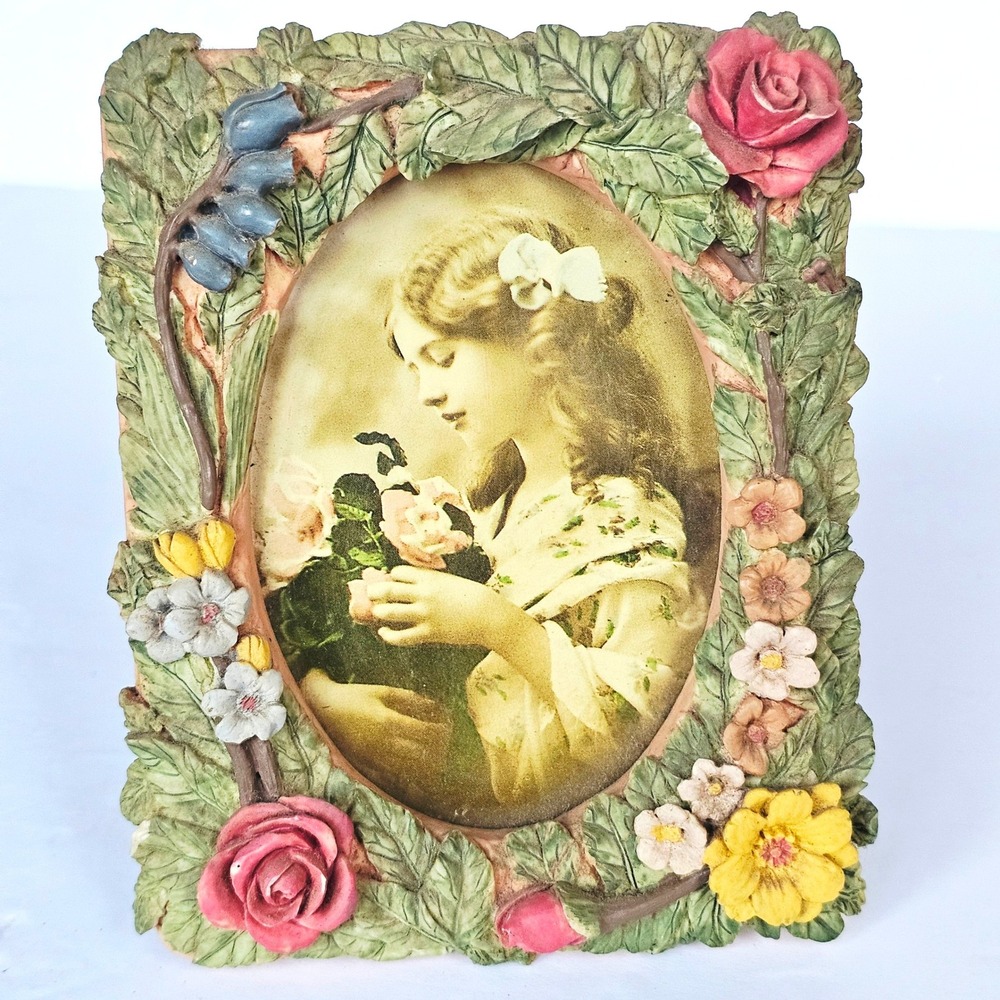 Vintage Floral Picture Frame Victorian 3D Rose Cottagecore Decor Shabby Chic